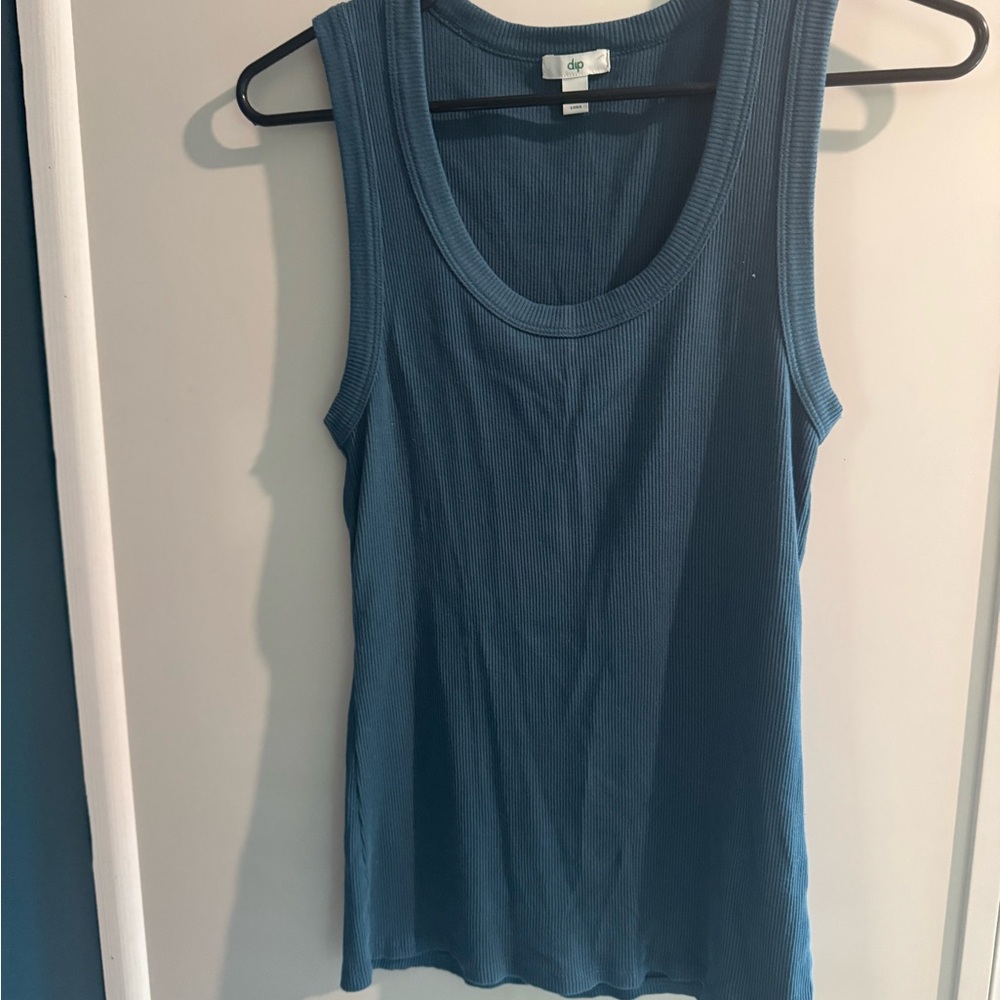 Dip Green Fitted Ribbed Tank Top